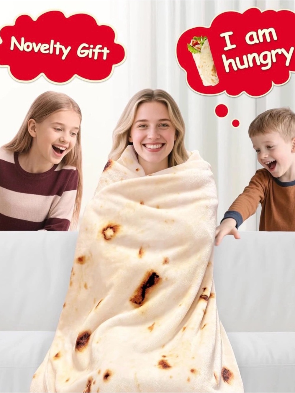 New Mermaker Burrito‎ Tortilla Taco
Blanket 71 Inches, Realistic Tortilla